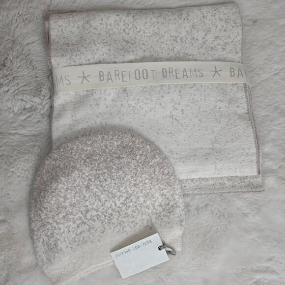 Barefoot Dreams CozyChic Lite Confetti Scarf & Beanie Set Cream Taupe NWT - Picture 2 of 9
